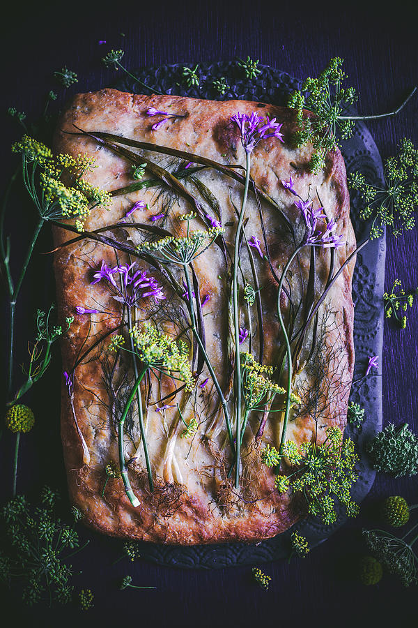 Roasted Spring Onion And Fennel-flower Focaccia With Blue Cheese Photograph by Great Stock!