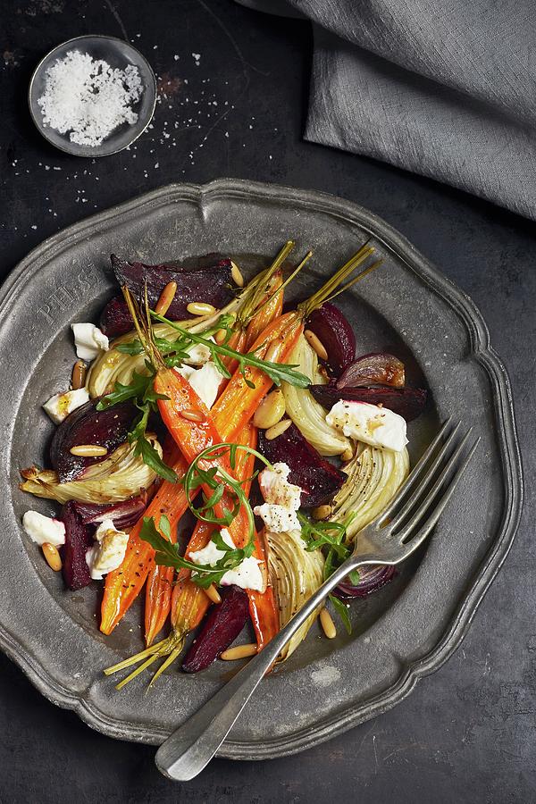 Roasted Vegetable Salad With Buffalo Mozzarella And Arugula Photograph by Ulrike Emmert