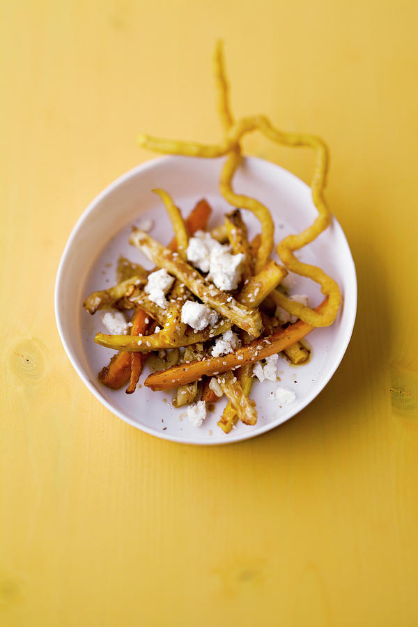 Roasted Vegetable Salad With Goats Cheese And Coriander Churros Photograph by Michael Wissing