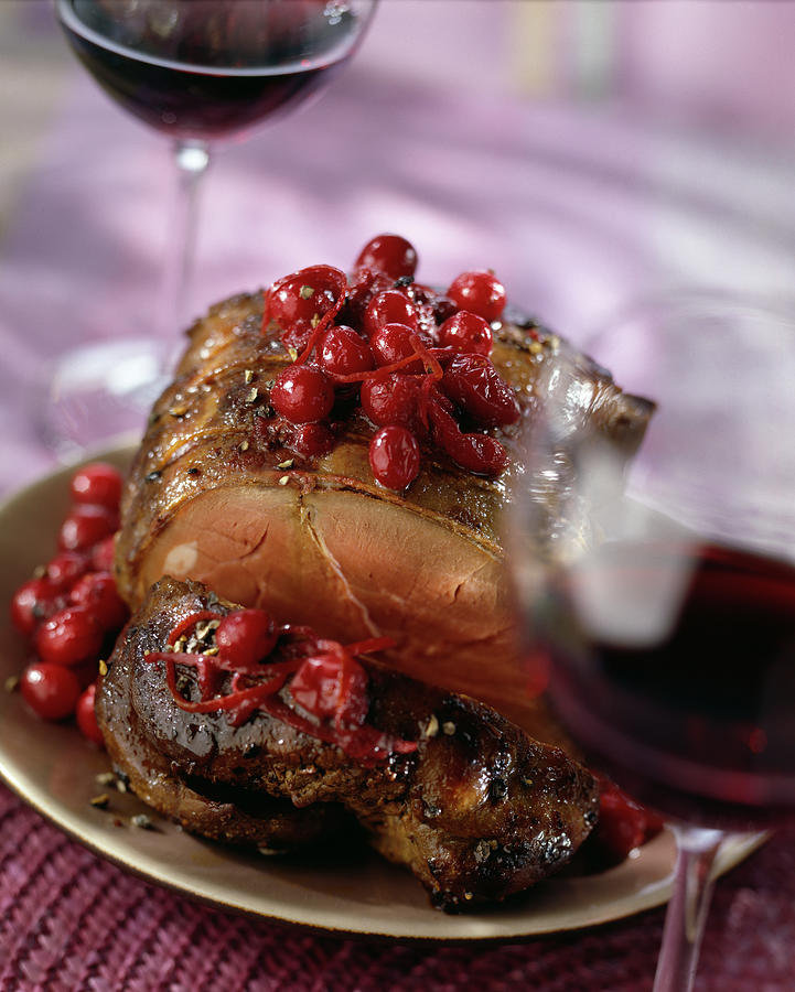 Roasted Venison With Cranberry Sauce Photograph by Rivire