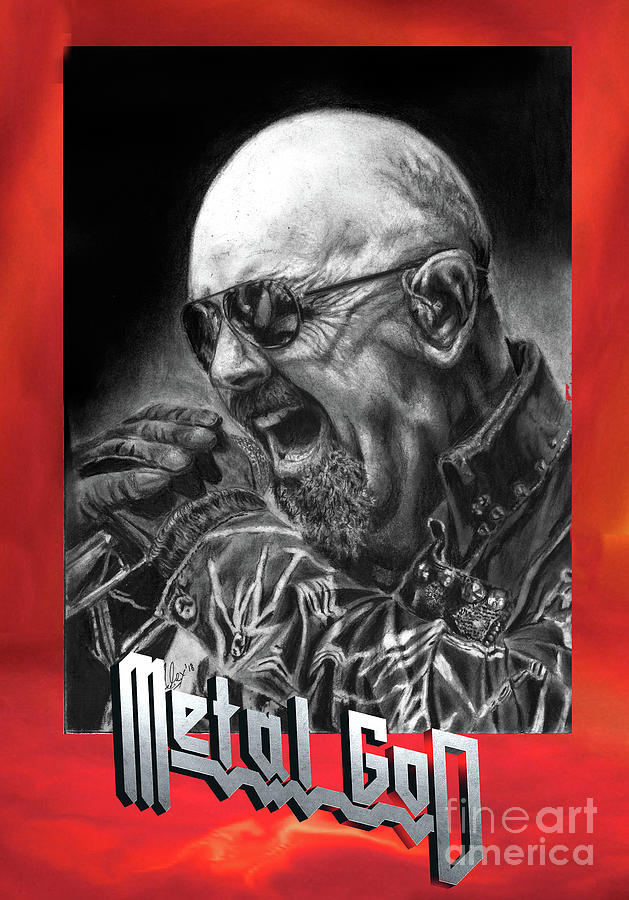 Judas Priest Drawing - Rob Halford Firepower 2 metal god by Alex Artman
