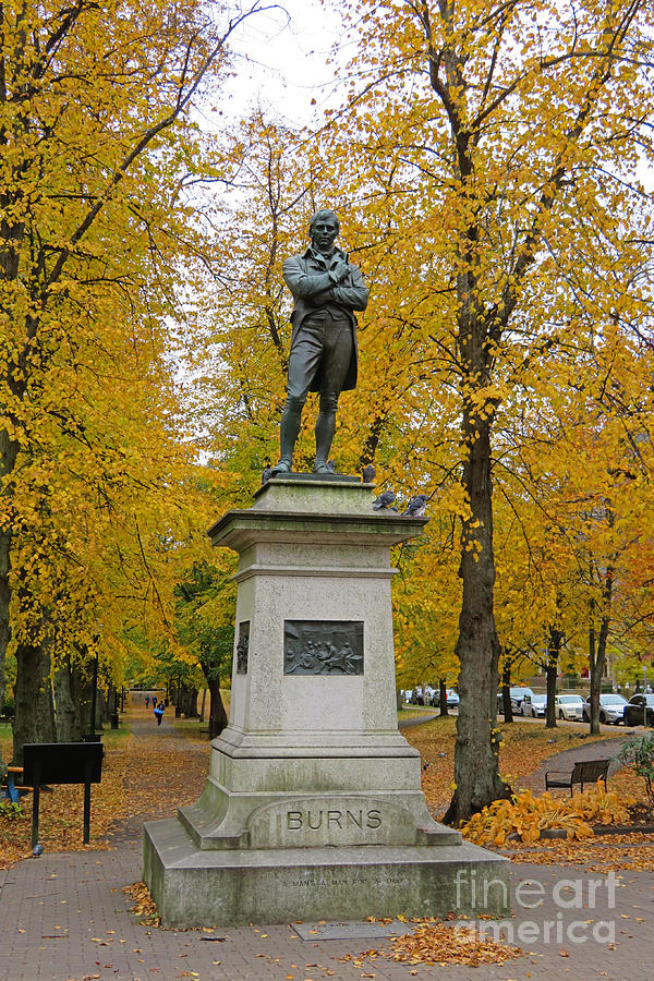Fall Photograph - Robert Burns Statue in Park by John Malone