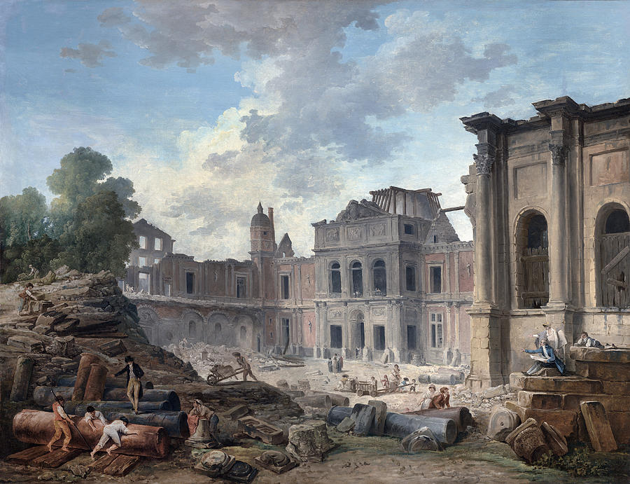 Architecture Painting - Demolition of the Chateau of Meudon #1 by Hubert Robert