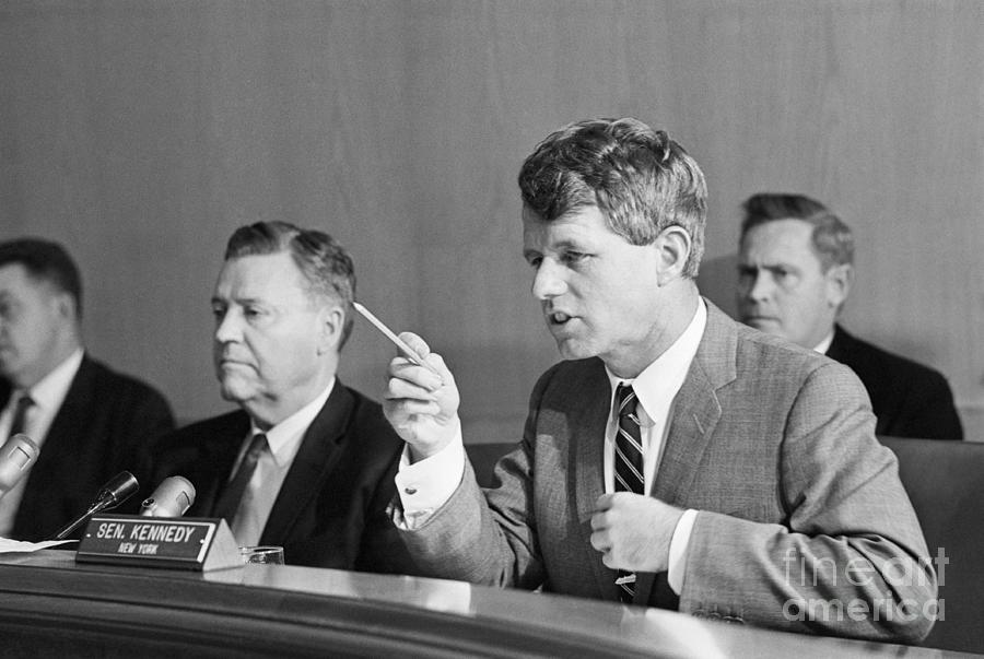 Robert F. Kennedy Pointing Pen While Photograph by Bettmann