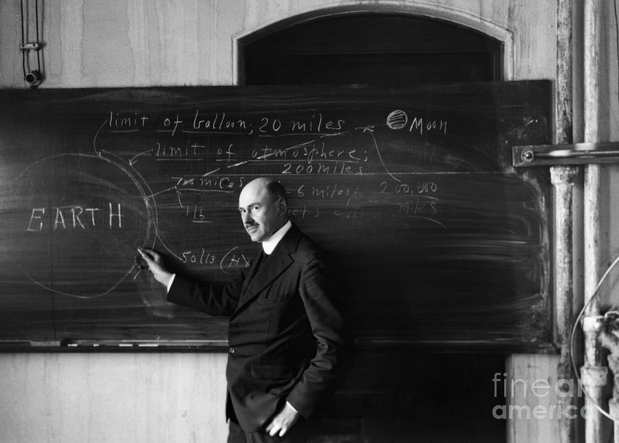 Robert Goddard Teaching At Blackboard Photograph by Bettmann