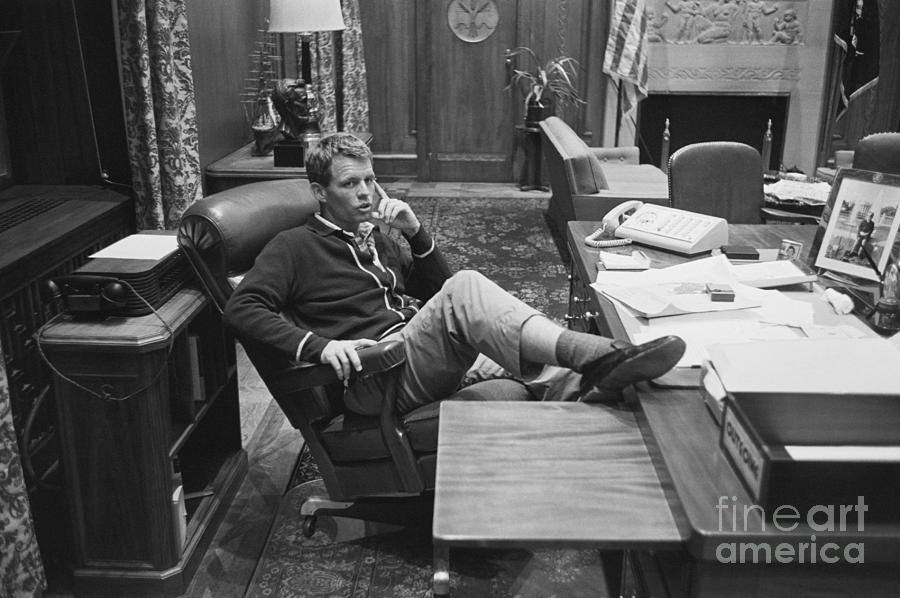 Robert Kennedy In His Office By Bettmann