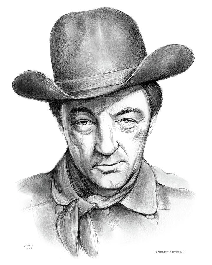 Robert Mitchum Cowboy Drawing by Greg Joens