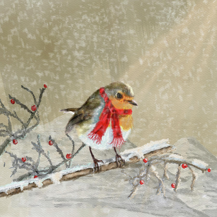 Robin Painting - Robin by Clare Davis London