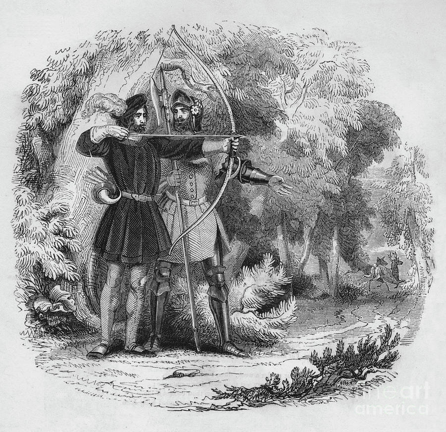 Robin Hood And Little John, 1845 Drawing by Print Collector