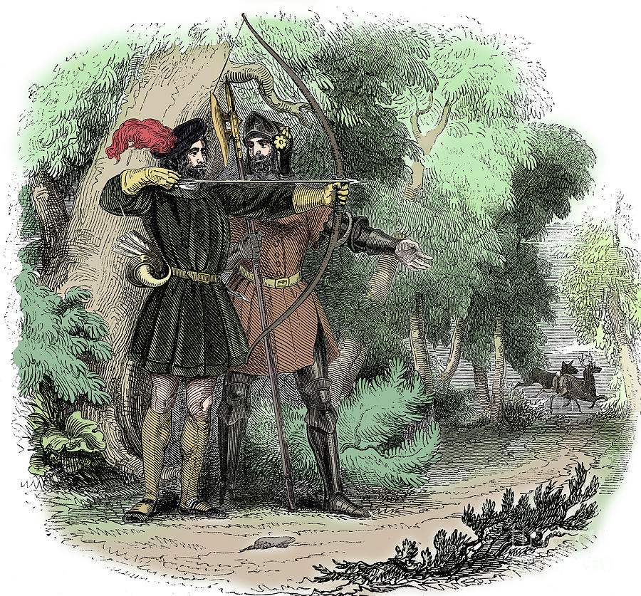 Robin Hood Legendary English Folk Hero Drawing by Print Collector