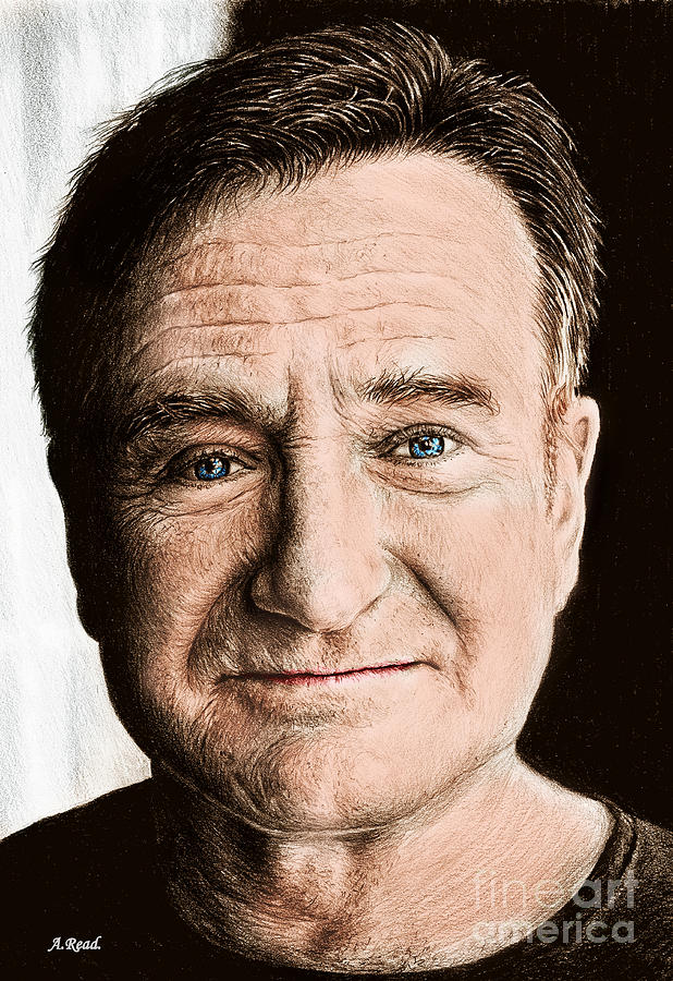 Robin Williams colour ver 2 Drawing by Andrew Read