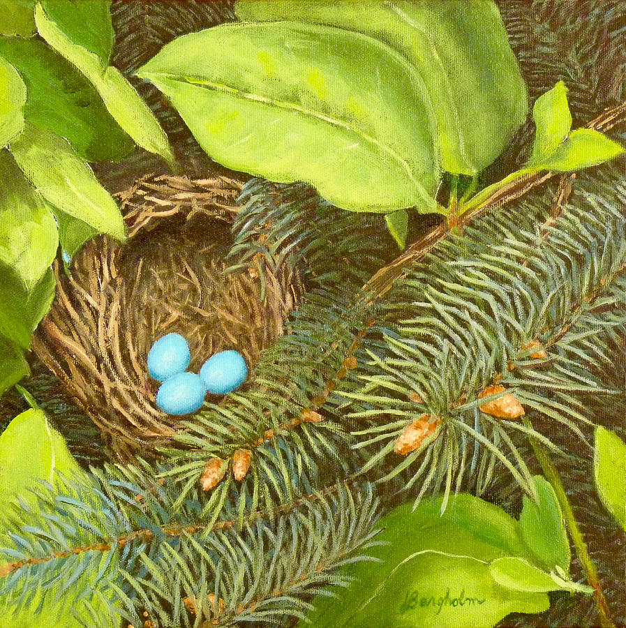Robins Nest Painting by Joe Bergholm