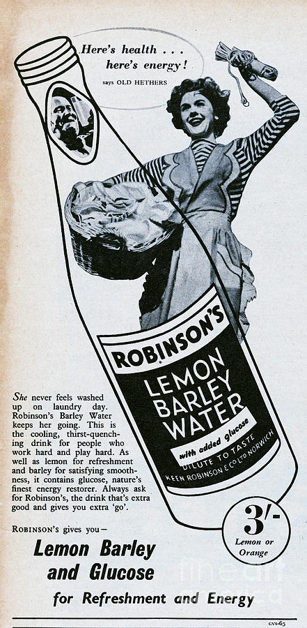 Robinsons Lemon Barley Water Photograph by Picture Post