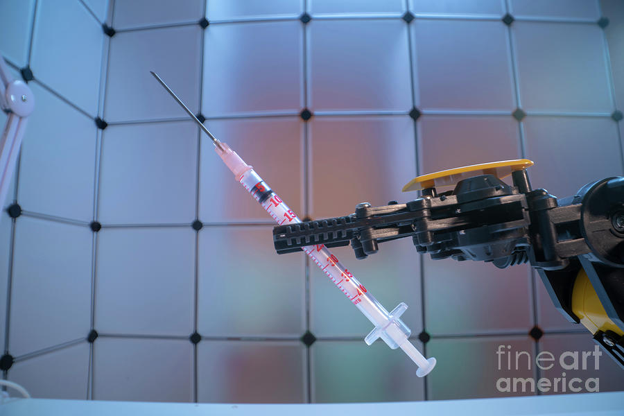 Concept Photograph - Robot Arm Holding Syringe by Wladimir Bulgar/science Photo Library