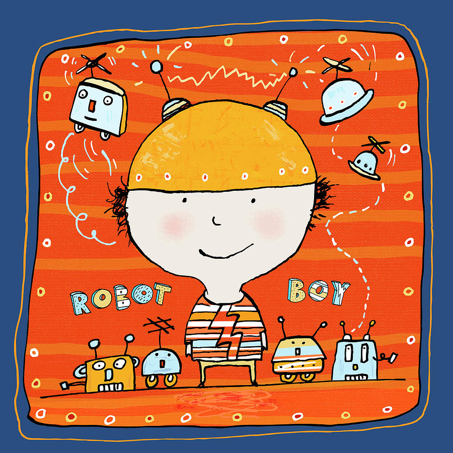 Children Digital Art - Robot Boy 02 by Carla Martell