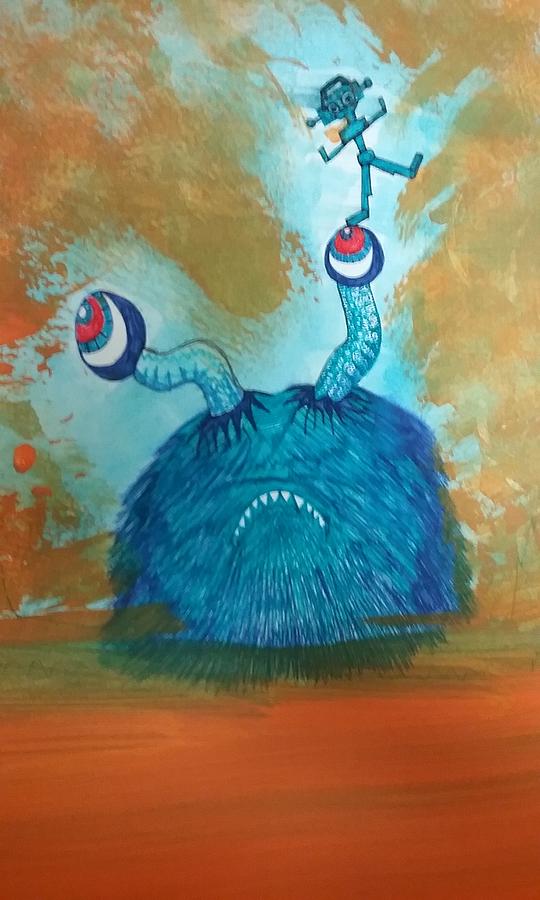 Robot Dancing on Monster's Eye in a Swamp Mixed Media by Ema Harris ...