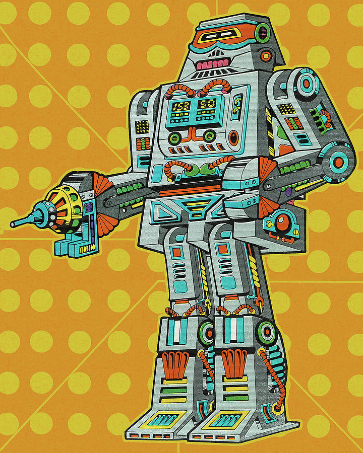 Science Fiction Drawing - Robot With Ray Gun by CSA Images
