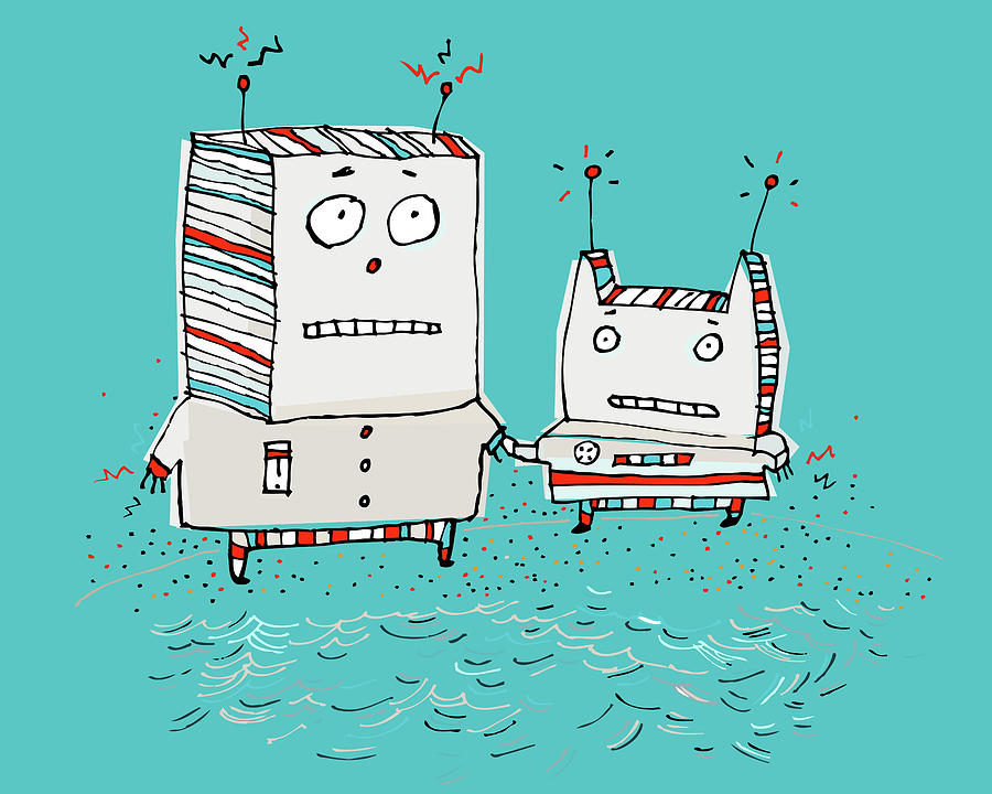 Robots On Beach Digital Art by Carla Martell