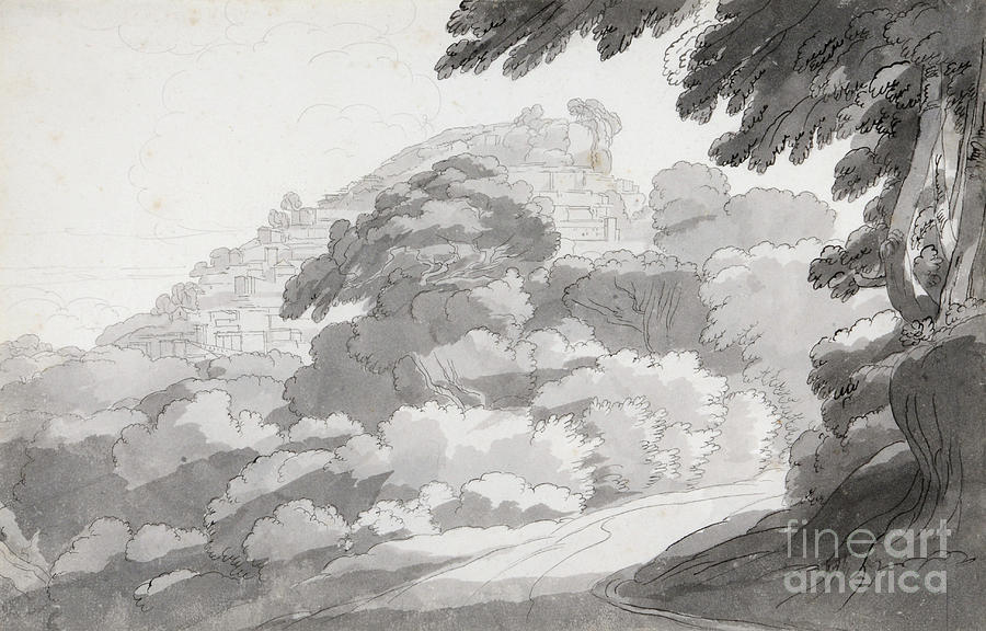 Rocca Di Papa, 1781 Watercolor With Pen And Brown Ink Painting by Francis Towne