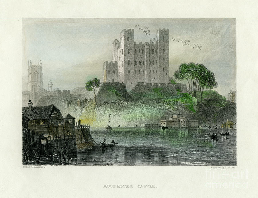 Rochester Castle, Kent, Mid 19th Drawing by Print Collector