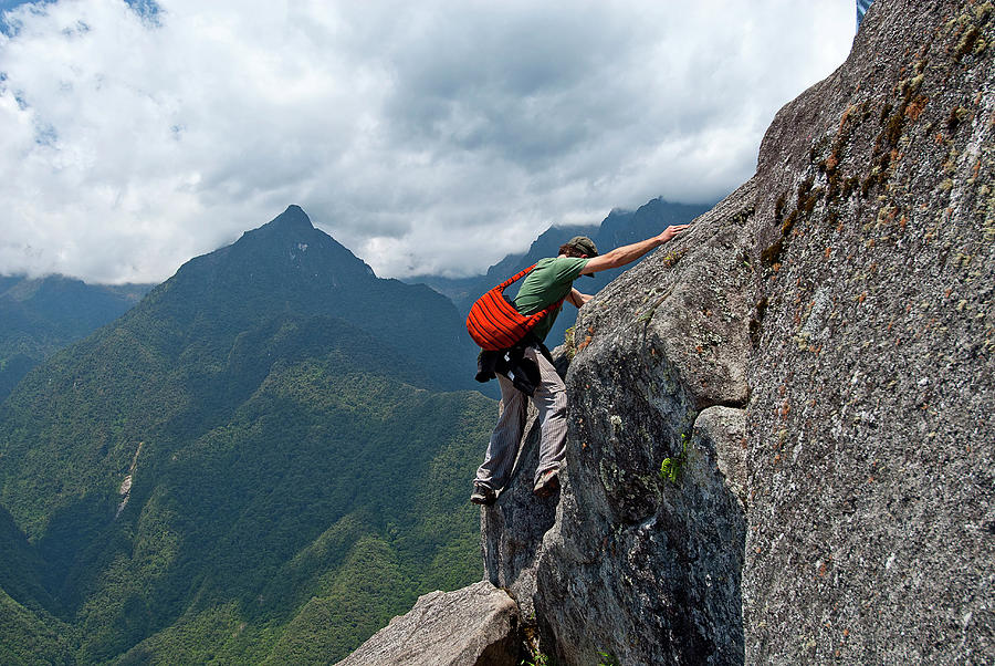 Rock Climbing, Machu Picchu, Peru Digital Art by David Uribe