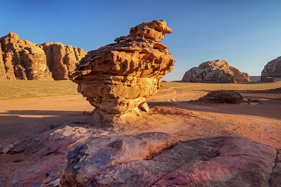 Rock Formation In The Evening Light, Wadi Rum, Aqaba Governorate, Jordan Digital Art by Reinhard Schmid