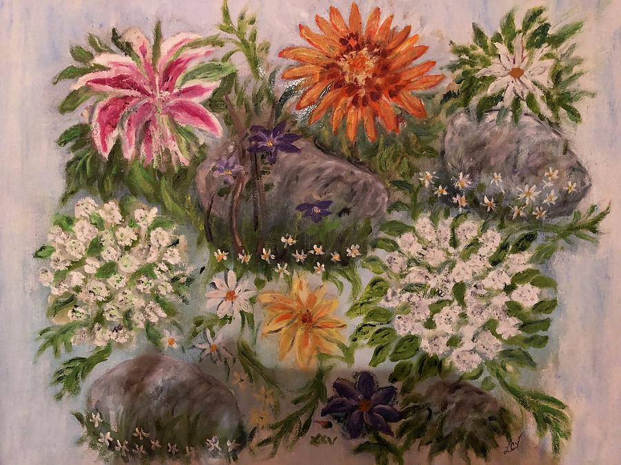 Flower Painting - Rock Garden by Lucille Valentino