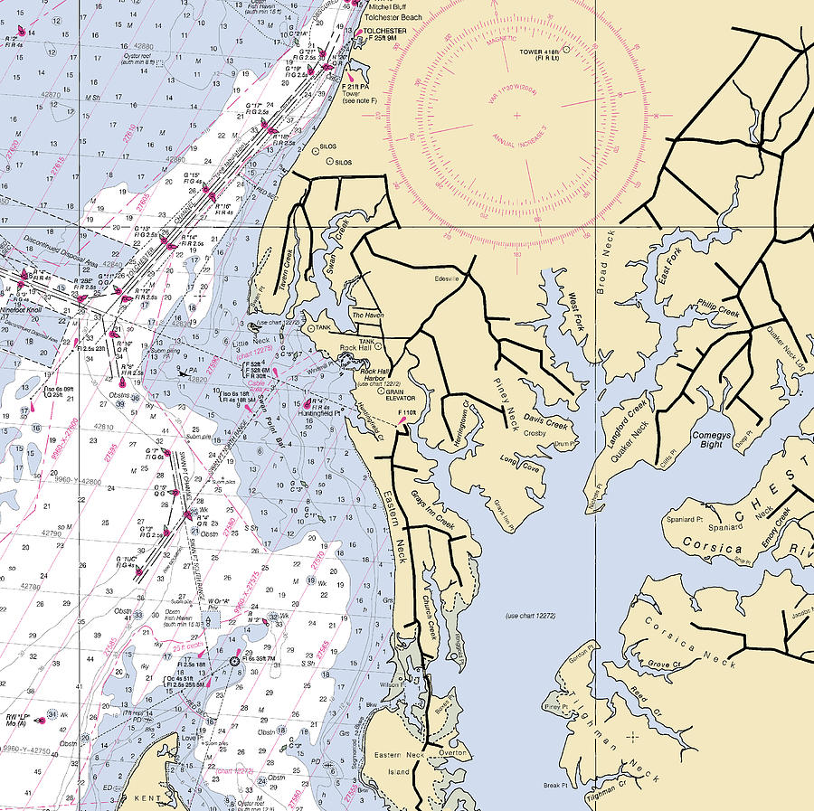 Rock Hall-maryland Nautical Chart Mixed Media by Sea Koast | Fine Art ...