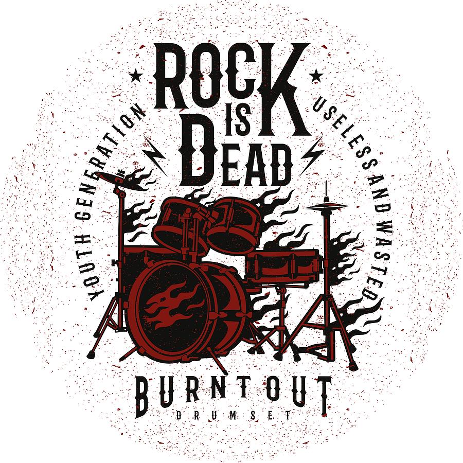 Rock is Dead Drums Digital Art by Long Shot