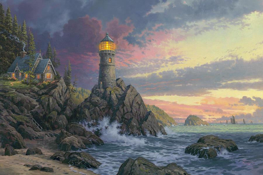 Rock Of Salvation Painting by Thomas Kinkade Rock Of Salvation Painting by Thomas Kinkade