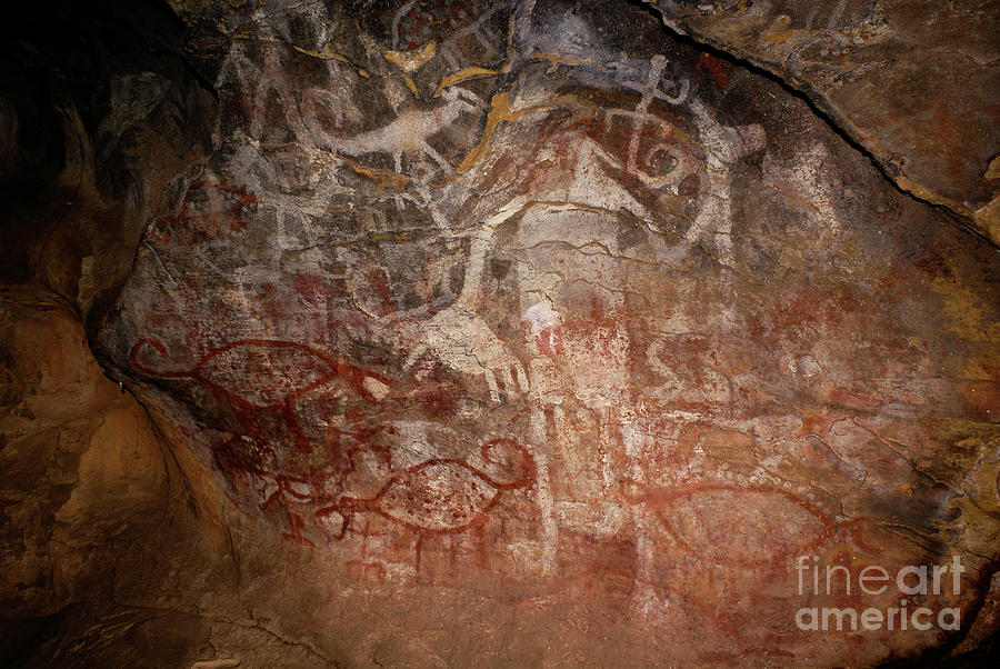 Rock Paintings in Paja Colorada Cave Bolivia Photograph by James Brunker