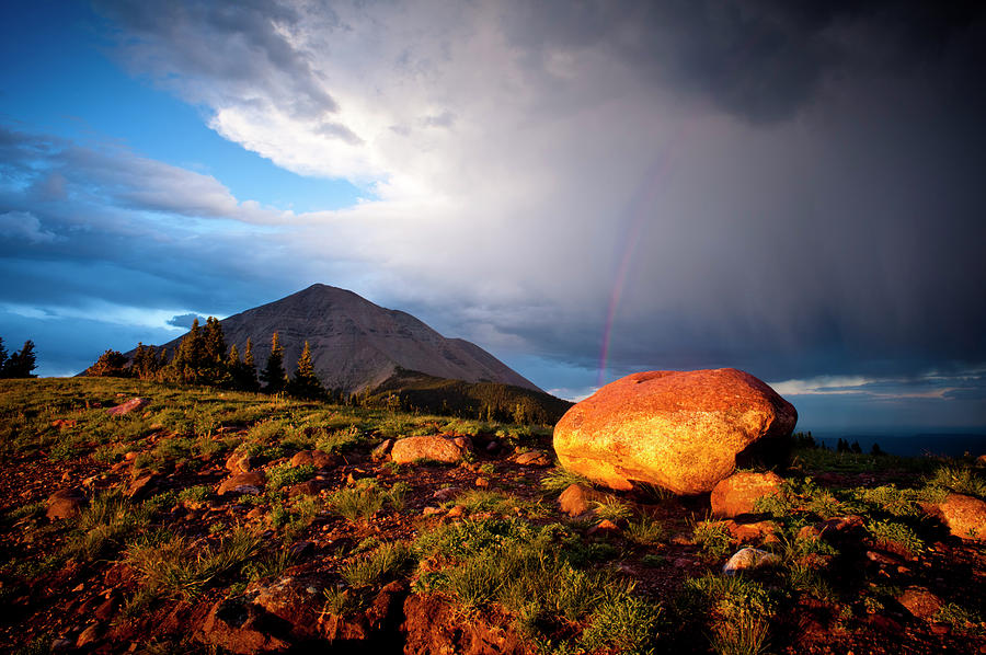 Rock, Rainbow And Mountain. Colorado Photograph by Dan Ballard