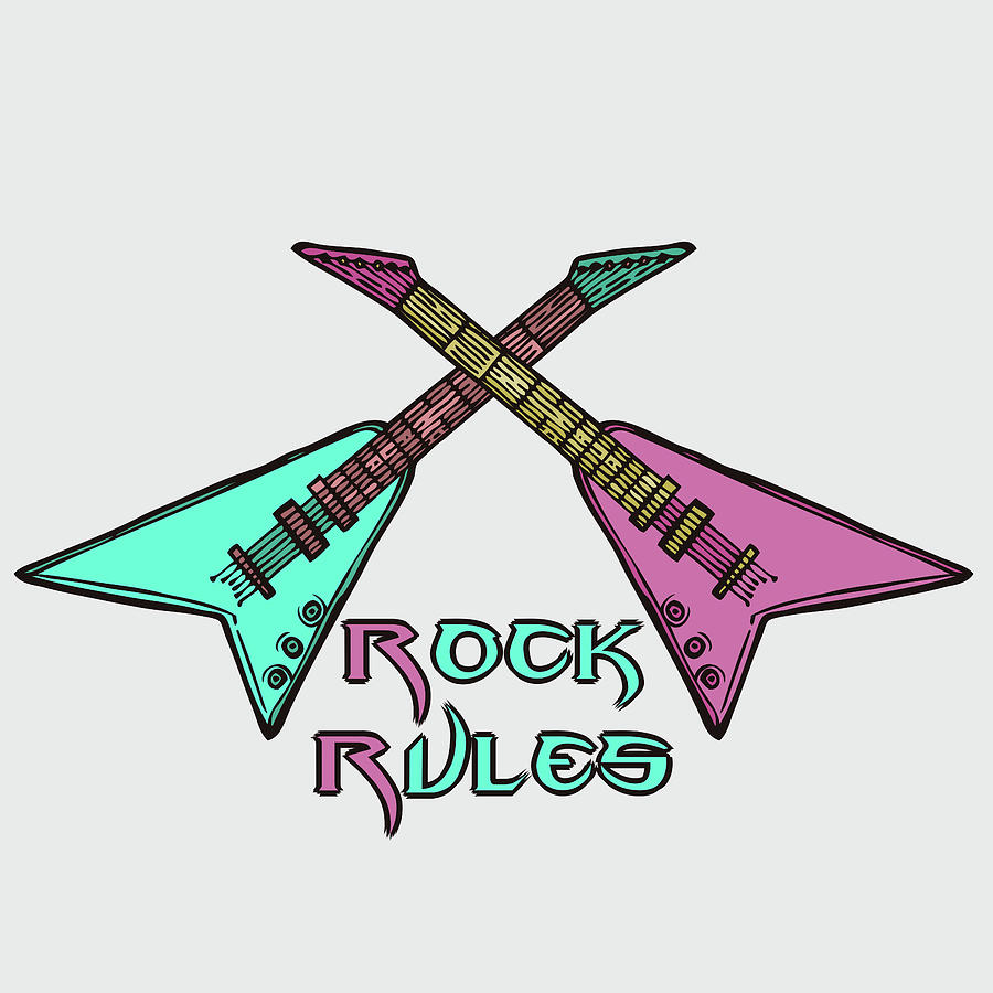 Rock rules guitars Digital Art by PsychoShadow ART