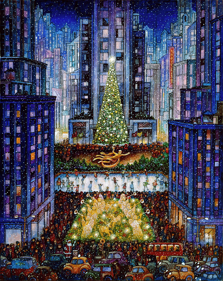 New York City Painting - Rockefeller Center 2 Blue by Bill Bell