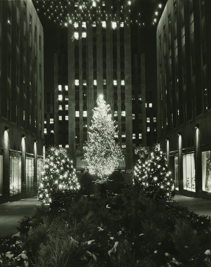 Rockefeller Center Decorated For Photograph by George Marks