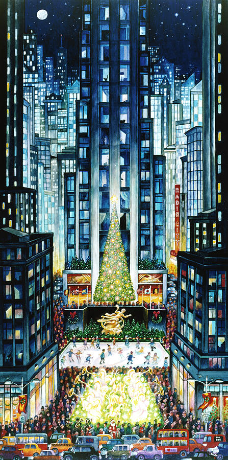 Tree Painting - Rockefeller Christmas by Bill Bell