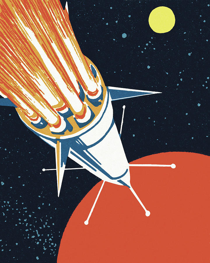 Science Fiction Drawing - Rocket in Outer Space by CSA Images