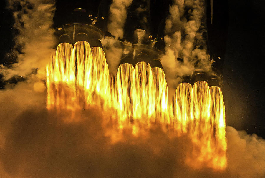Rocket Launch Closeup SpaceX Falcon Heavy Photograph by Photo SpaceX Edit M Hauser