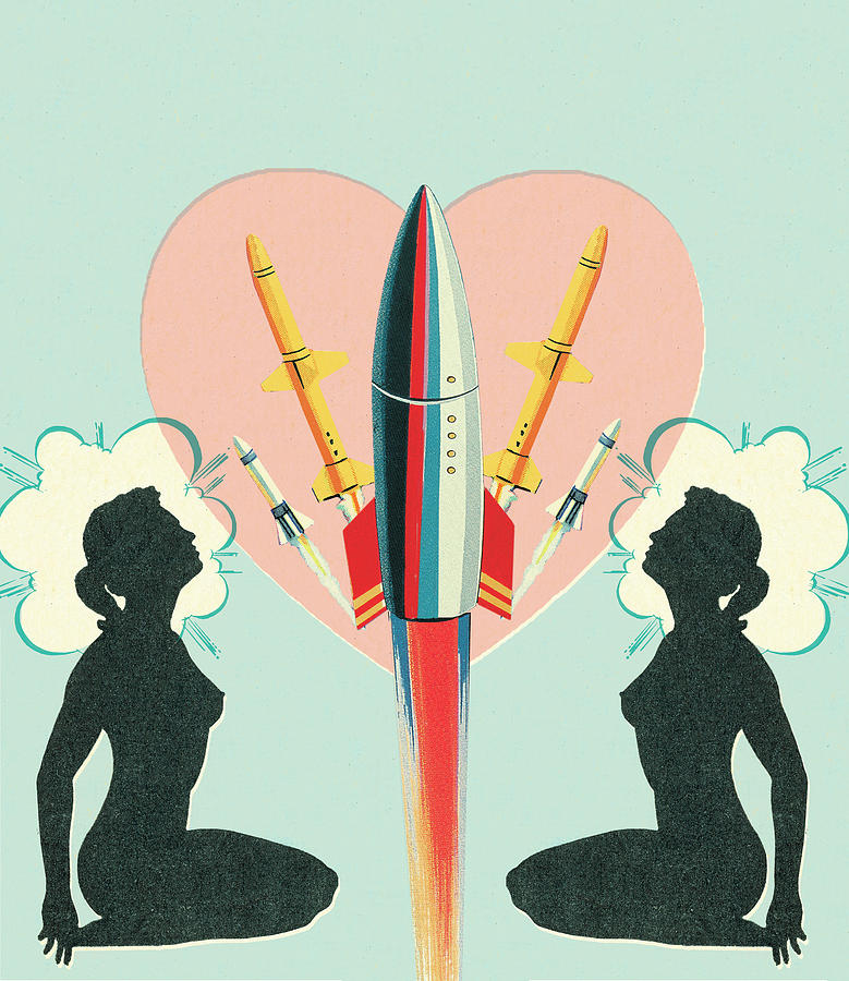 Vintage Drawing - Rocket Love by CSA Images