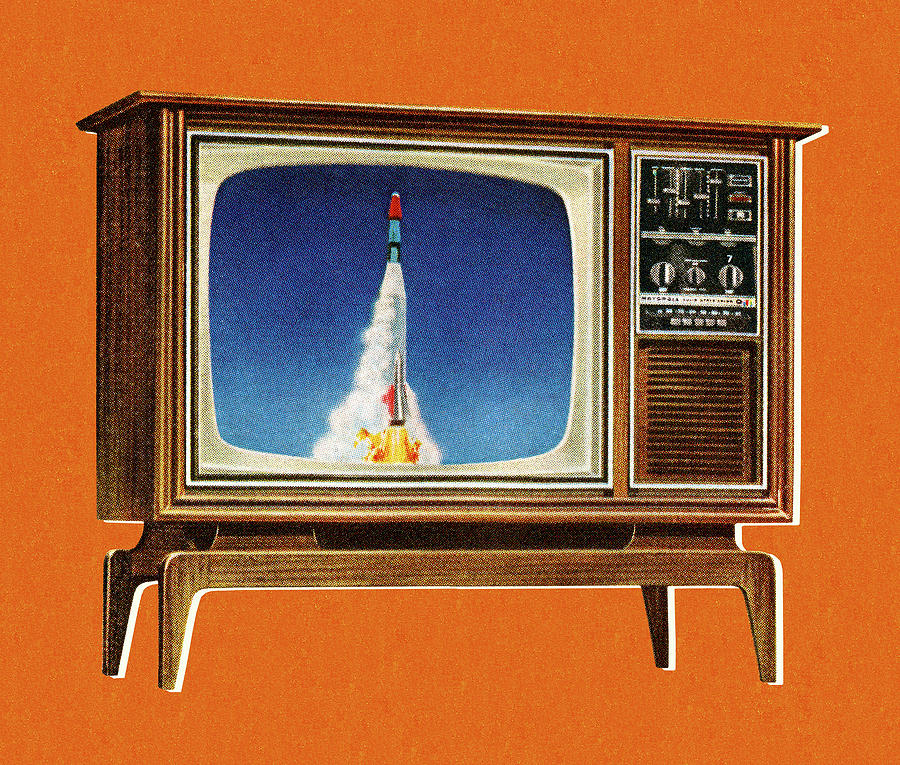 Science Fiction Drawing - Rocket on Television by CSA Images