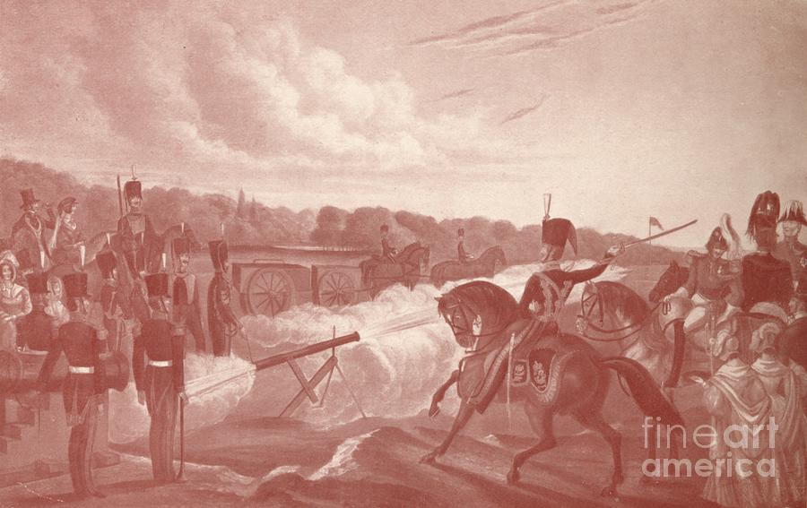 Black And White Drawing - Rocket Practice In The Marshes, 1845 by Print Collector