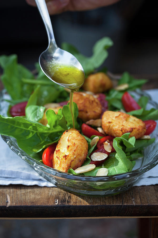 Rocket Salad With Fried Ricotta Balls Photograph by Eising Studio