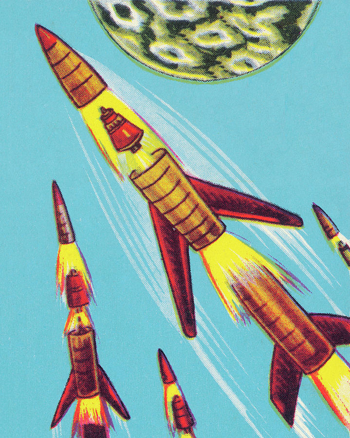 Rockets in Outer Space Drawing by CSA Images - Fine Art America