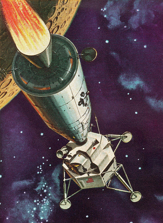Science Fiction Drawing - Rocketship in Space by CSA Images