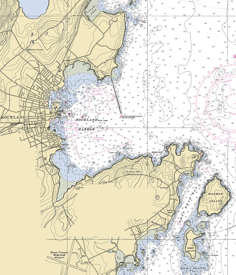 Rocklandmaine Nautical Chart Mixed Media by Sea Koast Pixels