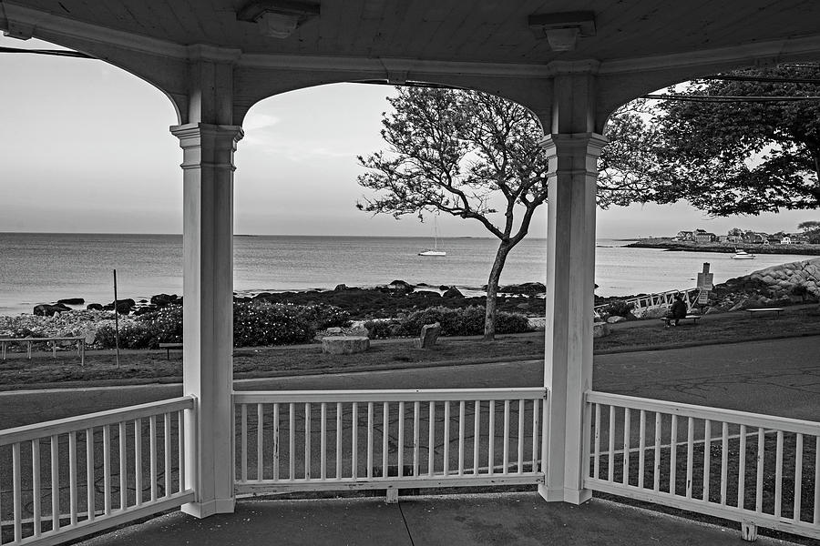Rockport MA Back Beach From Bandstand at Sunset Rockport MA Black and White Photograph by Toby McGuire