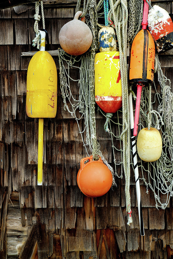 Rustic Print or Canvas Art Beach Decor Lobster Buoys Fishing Hut Weathered Nautical Photography Crooked Little Shack NE New England