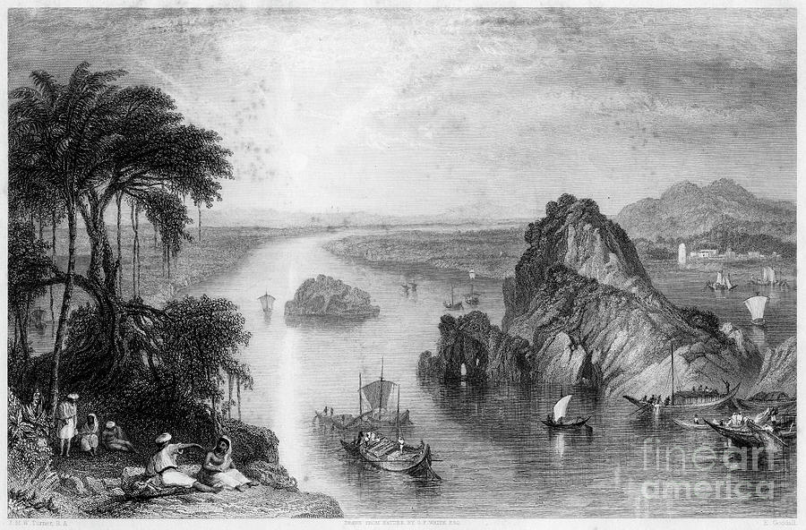 Rocks At Colgong On The Ganges, India Drawing by Print Collector