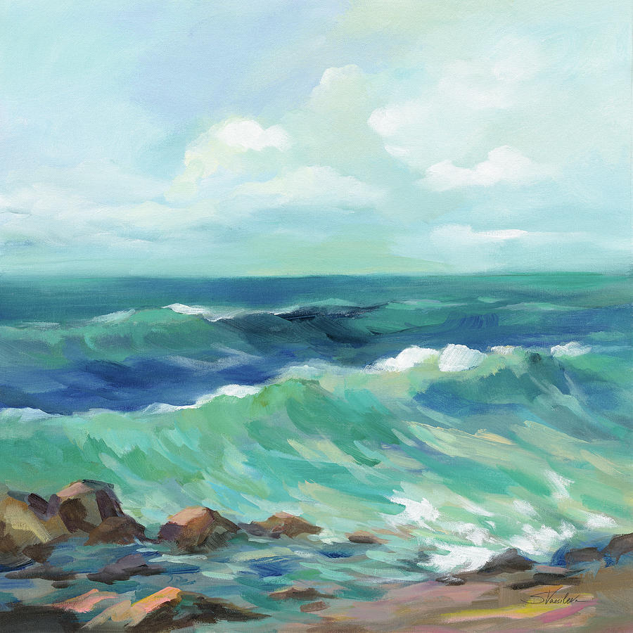 Rocky Beach Painting by Silvia Vassileva Rocky Beach Painting by Silvia Vassileva