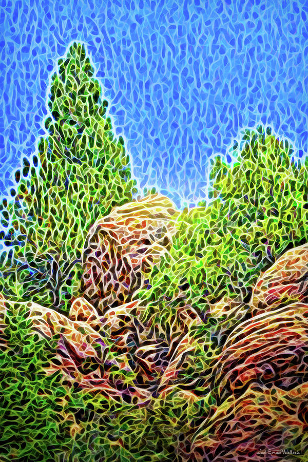 Rocky Cliff Pines Digital Art by Joel Bruce Wallach
